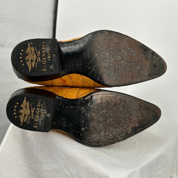 VTG 90s y2k men\'s exotic gator‎ patch 1901 El General tall leather western boots main image 12